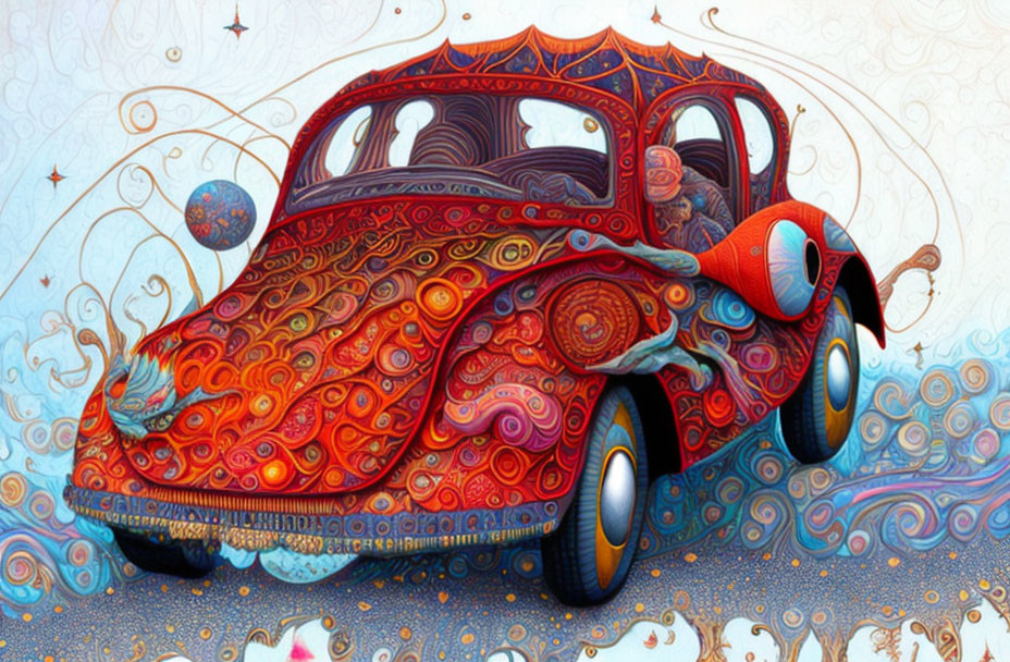 Vibrant Psychedelic Volkswagen Beetle Artwork