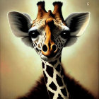 Realistic close-up giraffe painting with detailed features