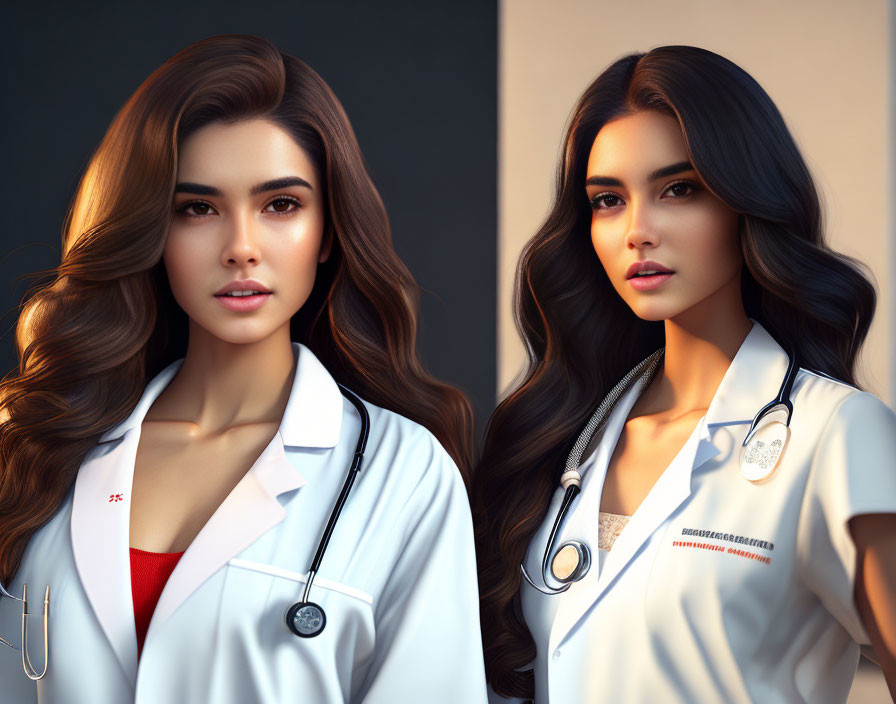 Stylized 3D renderings of professional woman in different outfits