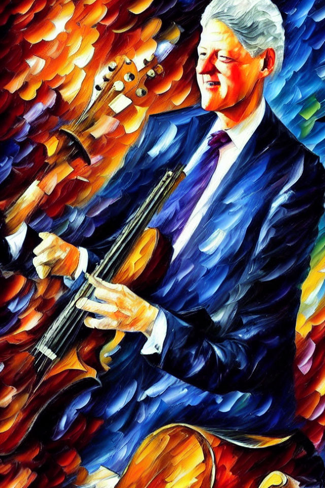 Colorful expressionist saxophone player art piece