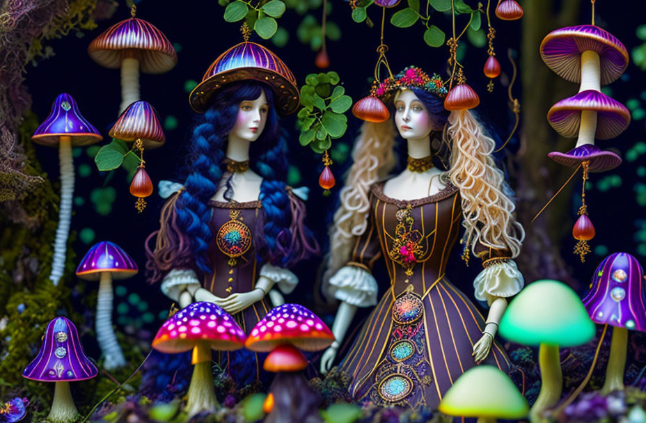 Intricately Detailed Fantasy Dolls in Enchanted Forest