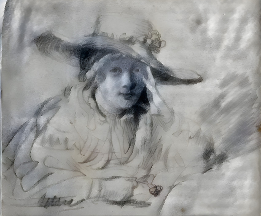 Yoing girl in a hat, inspired by Rembrandt