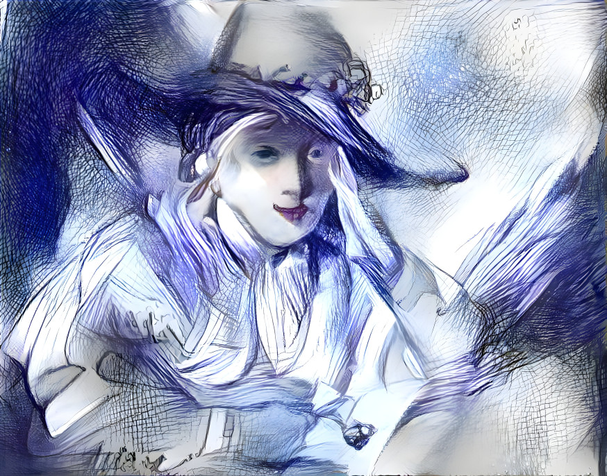 Yoing girl in a hat, inspired by Rembrandt