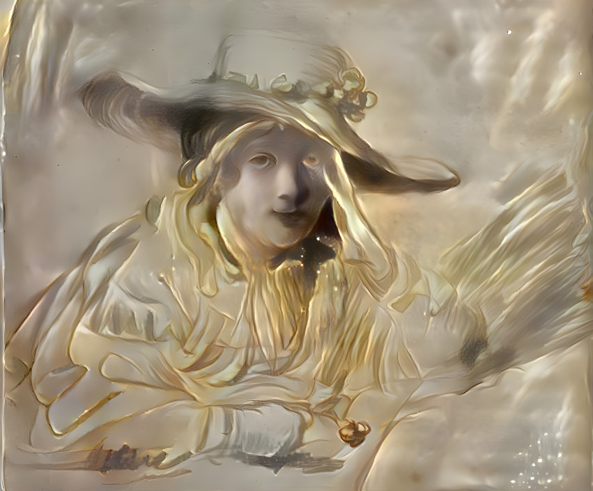 Yoing girl in a hat, inspired by Rembrandt