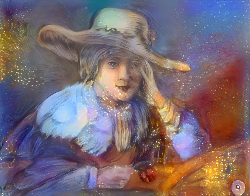 Yoing girl in a hat, inspired by Rembrandt