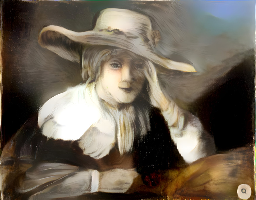 Yoing girl in a hat, inspired by Rembrandt