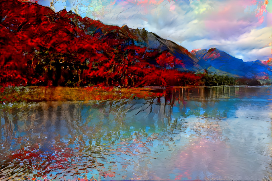 Lake with forest and mountains 