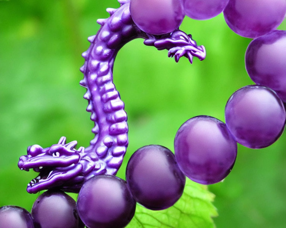 Purple Dragon merges with grapevines in green leafy background