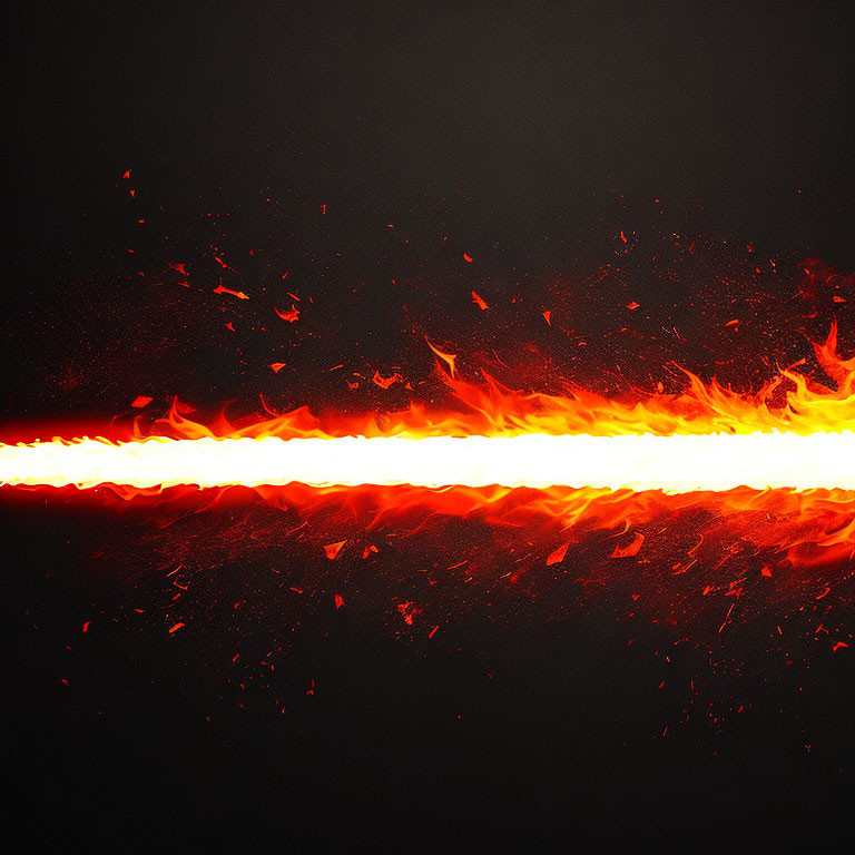 Dynamic Horizontal Fire Line on Dark Background