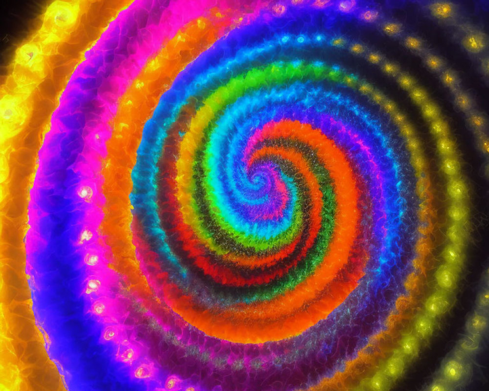 Colorful Swirling Fractal Pattern with Radiating Concentric Circles