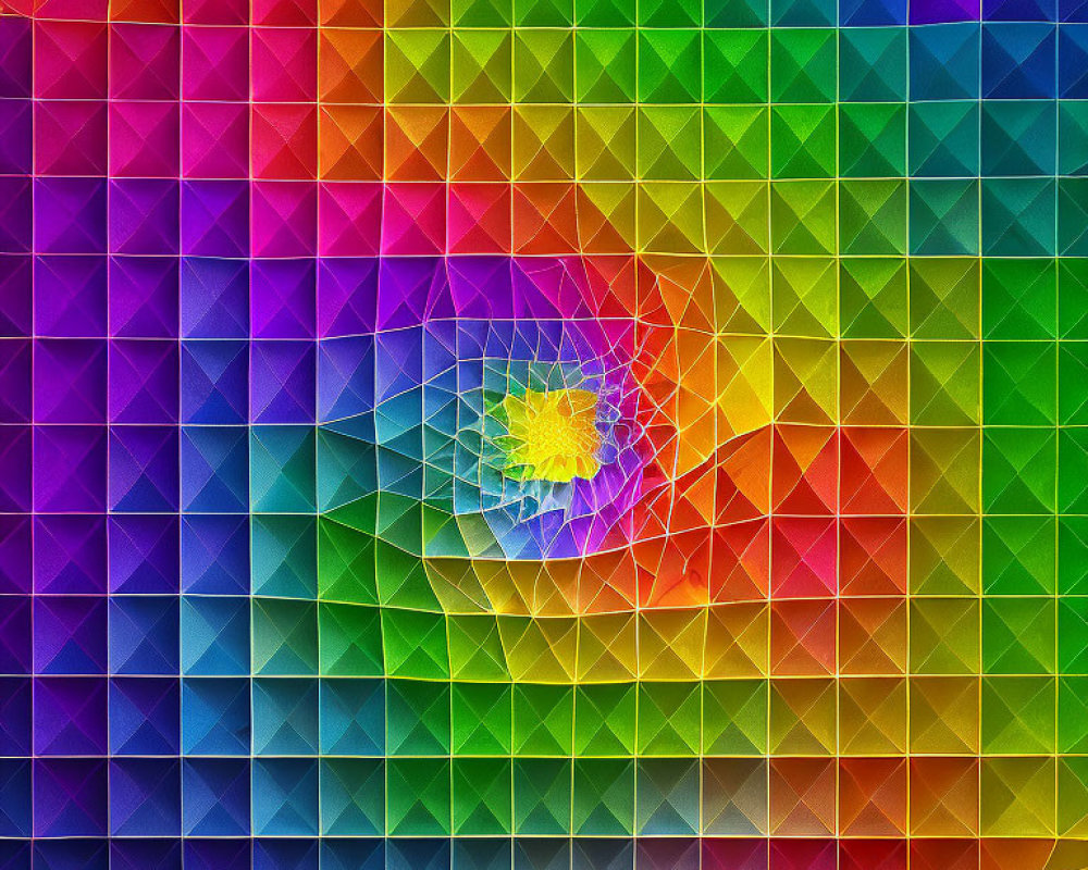 Colorful Geometric Rainbow Gradient Triangular Mosaic Background