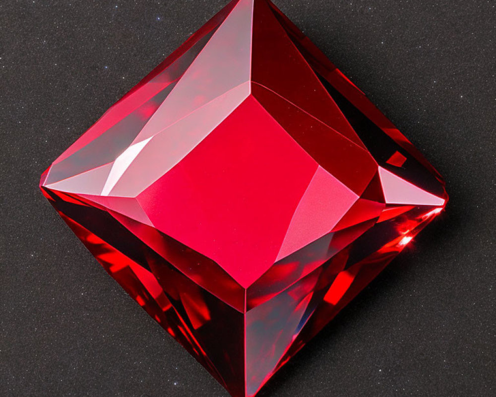 Faceted Red Gemstone on Dark Background