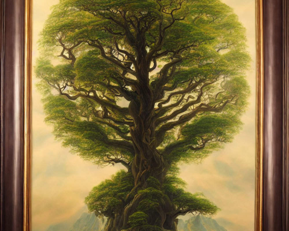 Majestic tree painting in elegant vertical frame