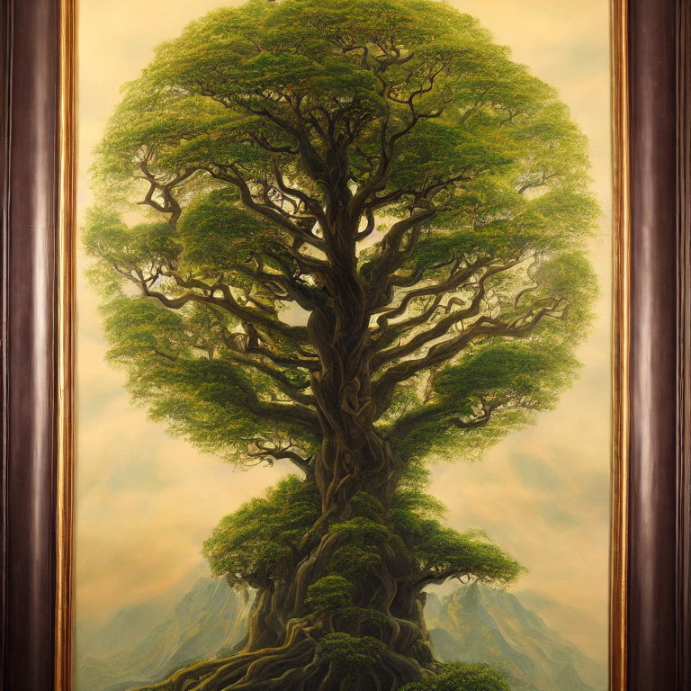 Majestic tree painting in elegant vertical frame