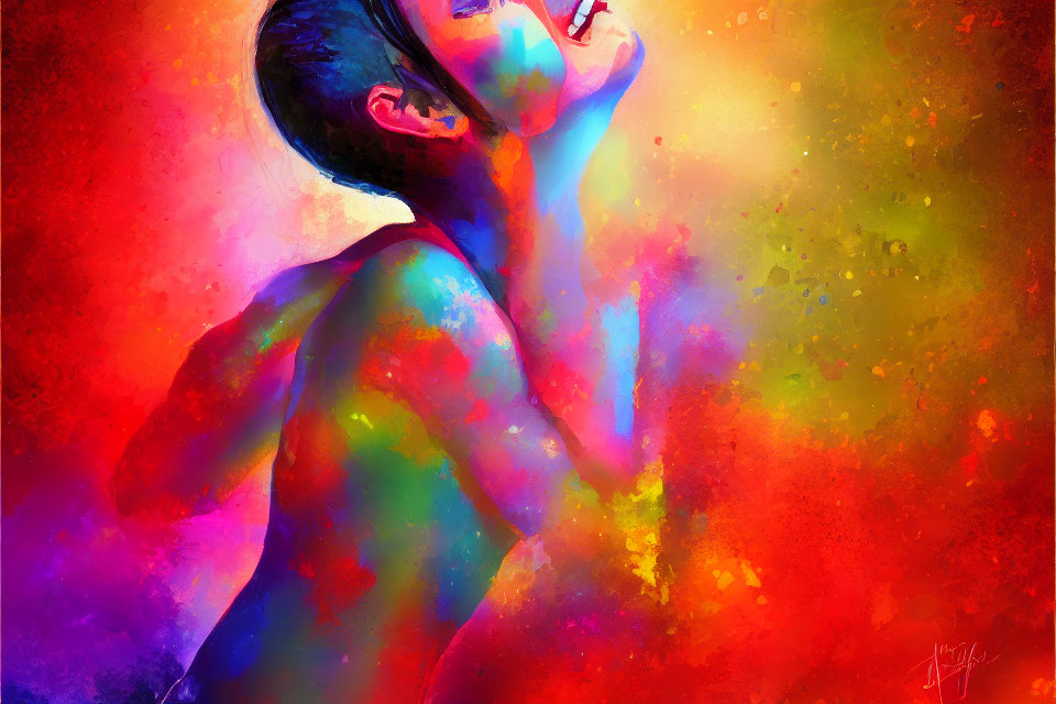 Colorful Profile Portrait with Rainbow Hues for a Creative Vibe