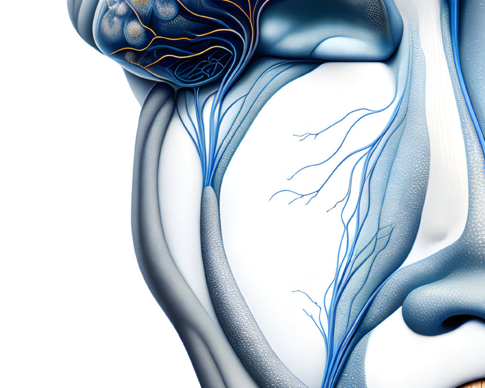 Detailed Human Breast Cross-Section Anatomy with Glands, Ducts, and Fat Tissue