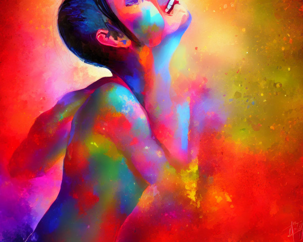 Colorful Profile Portrait with Rainbow Hues for a Creative Vibe