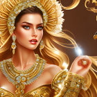 Two characters in ornate golden armor against glowing amber backdrop