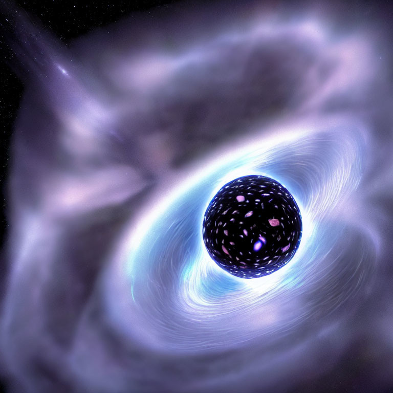 Digital Artwork: Black Hole with Bright Accretion Disk in Starry Space