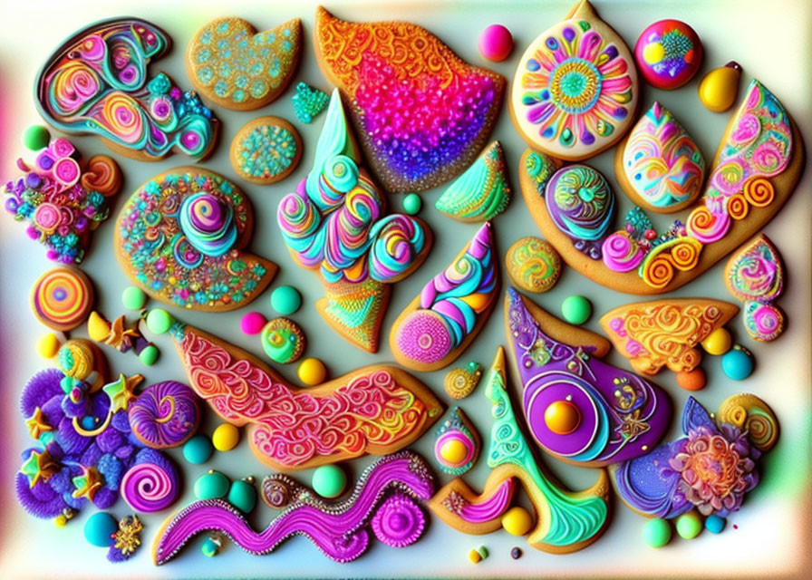 Colorful Polymer Clay Sculptures with Paisleys & Abstract Shapes