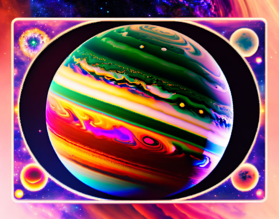 Colorful Jupiter Artwork with Cosmic Theme