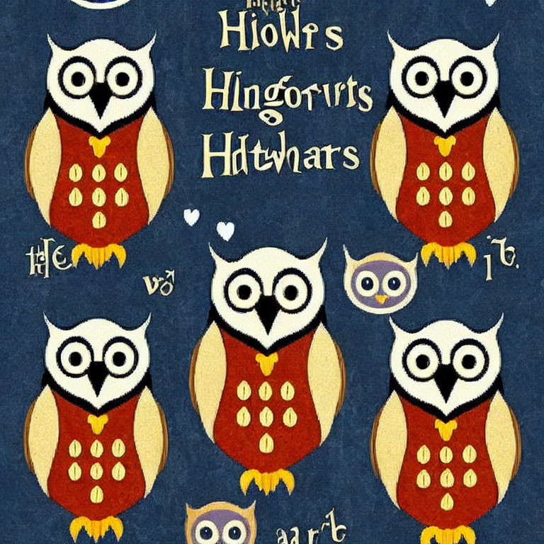 Stylized owl pattern with text elements