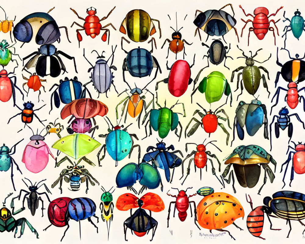 Colorful Stylized Beetle Illustration on White Background