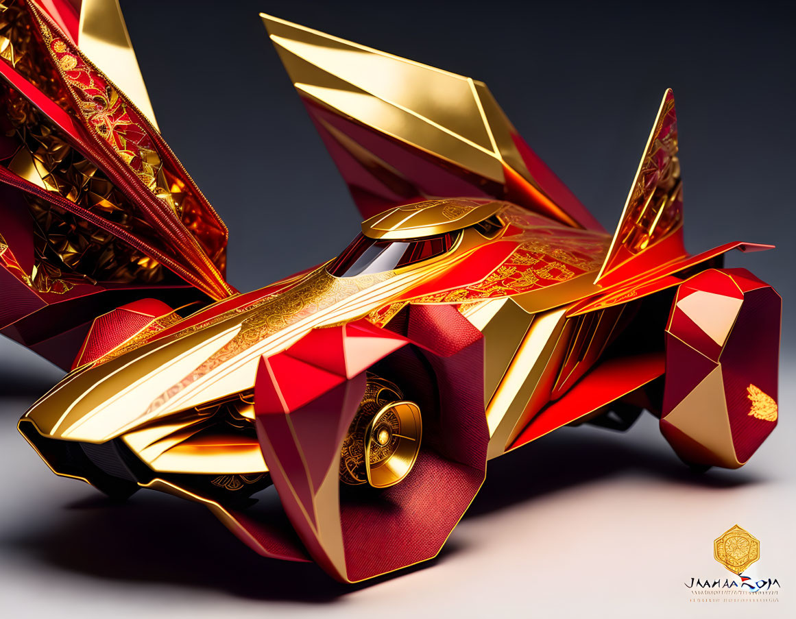 Luxurious Concept Car with Metallic Gold and Red Finish