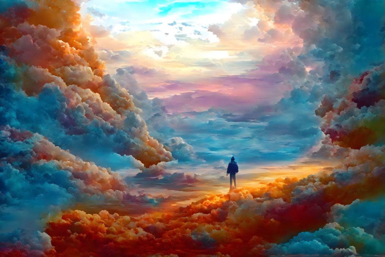 Vibrant sunrise or sunset in surreal cloudscape