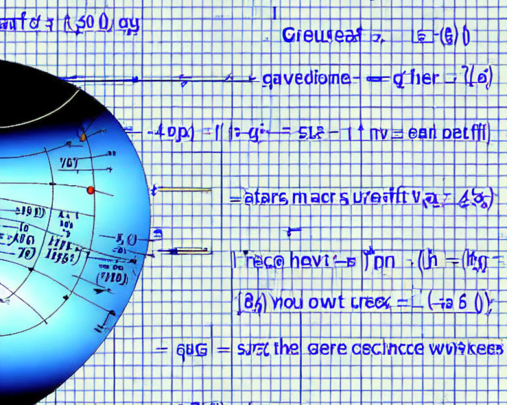 Scientific image with mathematical equations and celestial diagrams.