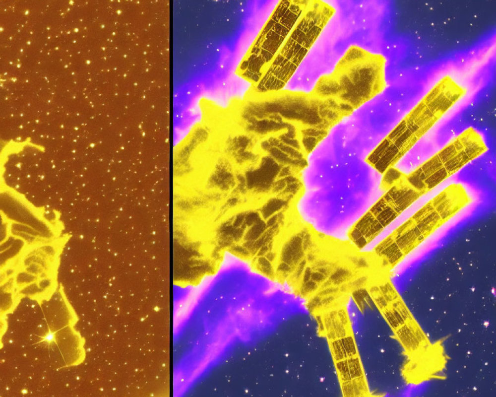 Thermal image of hand and forearm with yellow and purple hues