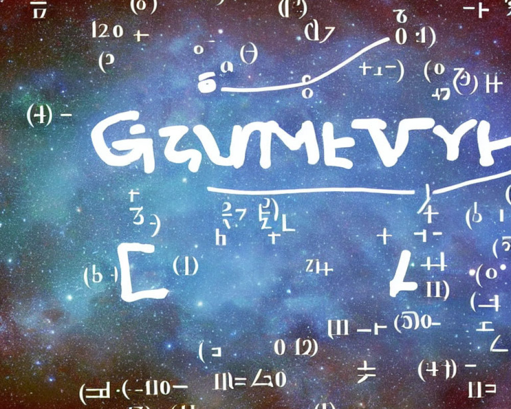 Abstract Cosmic Background with Mathematical Formulas and Symbols