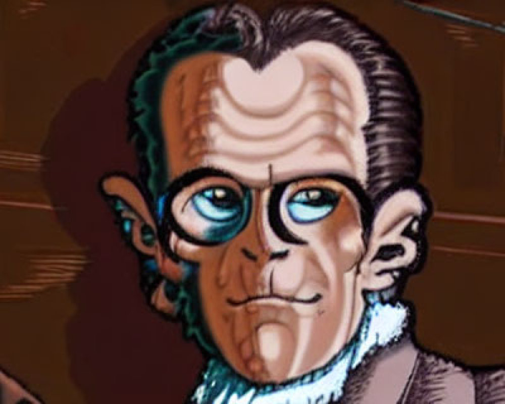 Cartoon Character Illustration: Frankenstein's Monster with Prominent Forehead