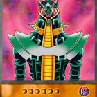 Colorful Armored Knight with Dual-Bladed Weapon on Abstract Background