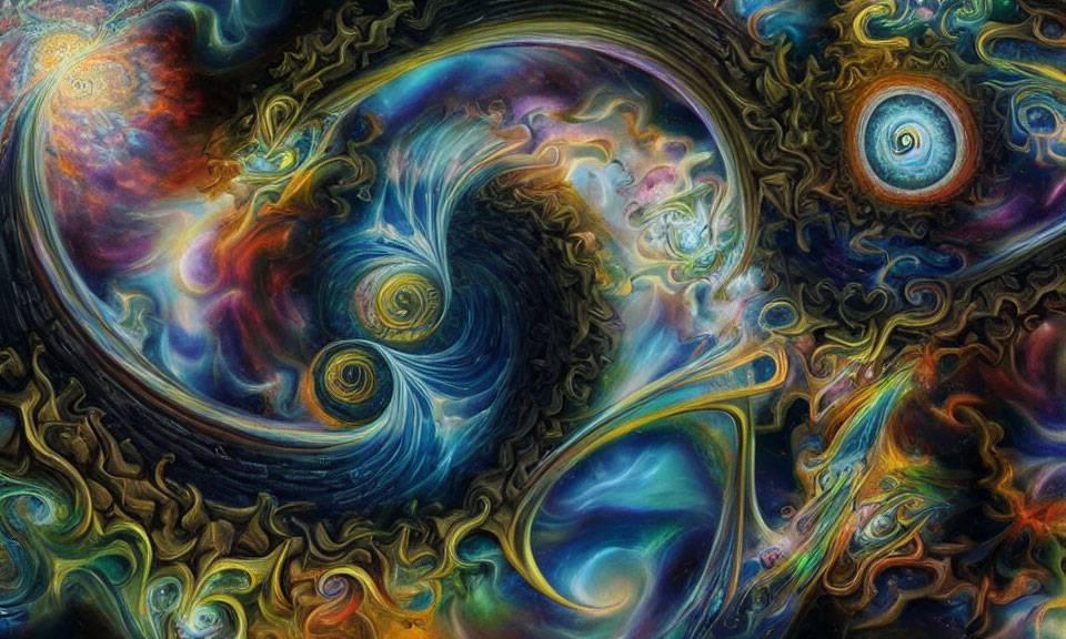 Colorful Fractal Image of Swirling Cosmic Patterns