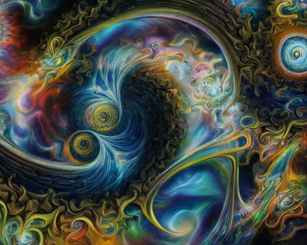 Colorful Fractal Image of Swirling Cosmic Patterns