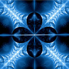 Symmetrical Blue Fractal Pattern with Star-like Highlights