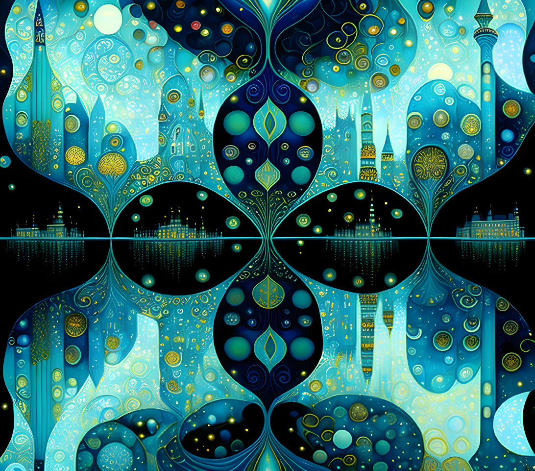 Colorful Abstract Artwork: Vibrant Shapes and Patterns Resembling Cityscape Reflections