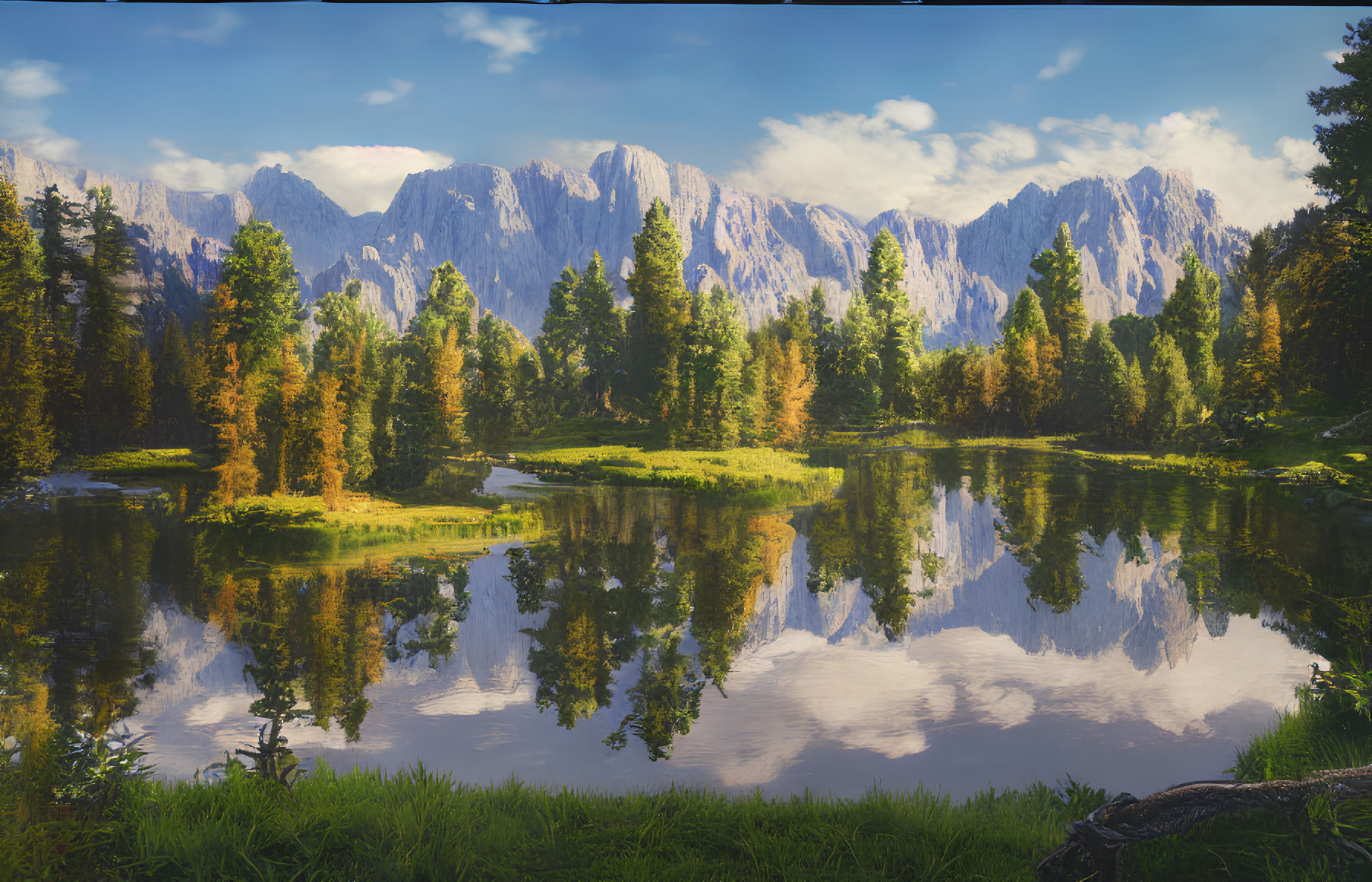 Tranquil Mountain Landscape with Mirror-Like Lake