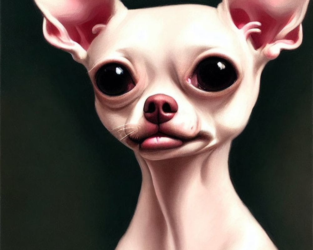 Stylized painting of Chihuahua with large eyes and ears