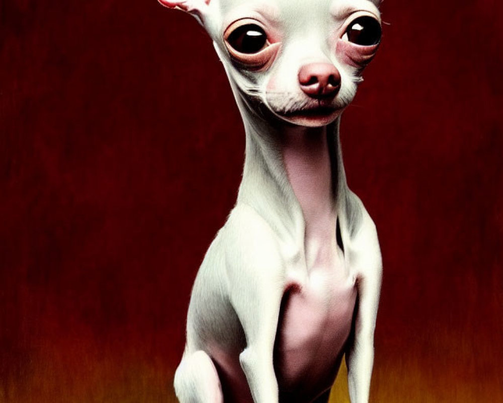 Illustration of Chihuahua with Oversized Features on Warm Background