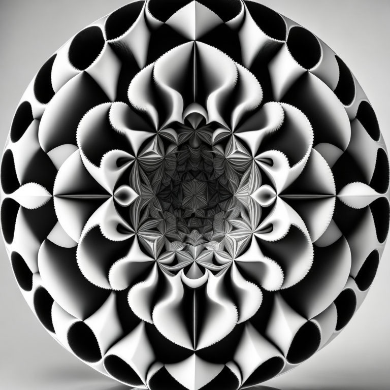 Monochromatic 3D fractal with geometric shapes for optical illusion