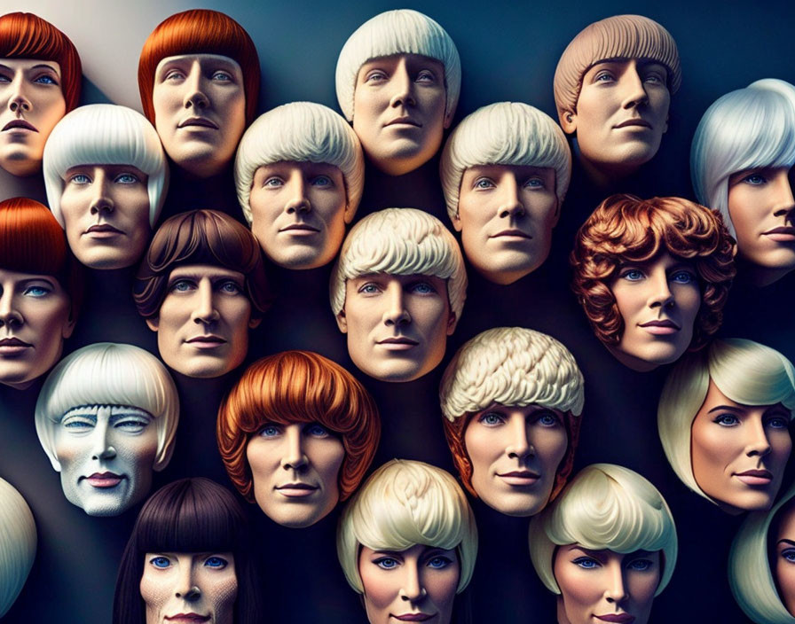 Diverse Faces Collage with Various Hairstyles and Expressions