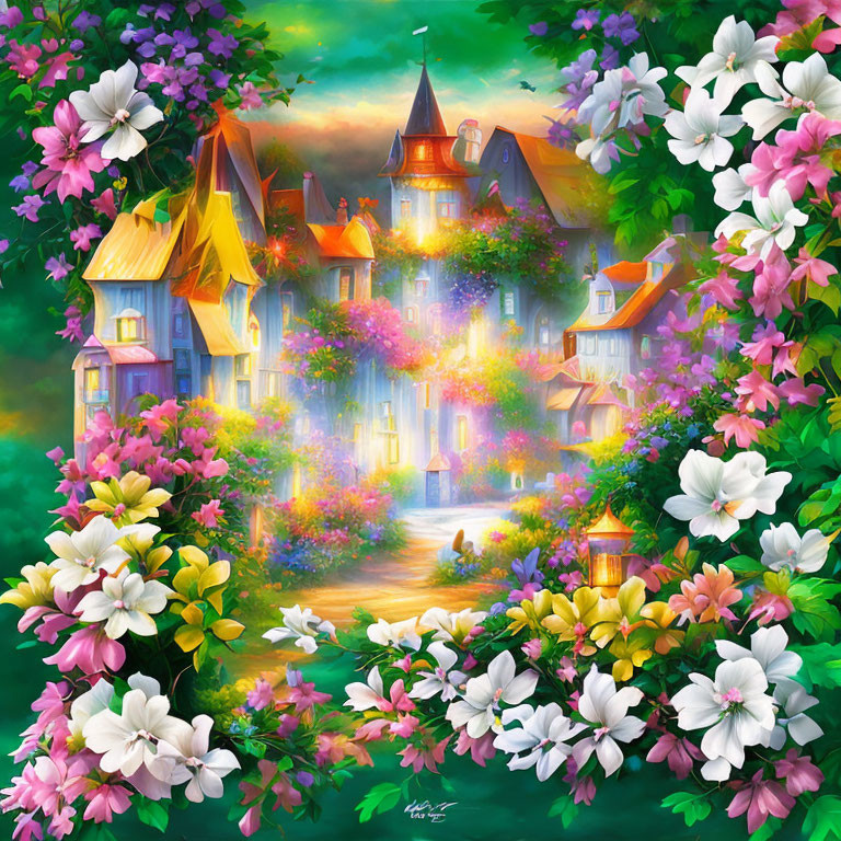 Colorful Cottage-Style Houses in Vibrant Fairytale Village