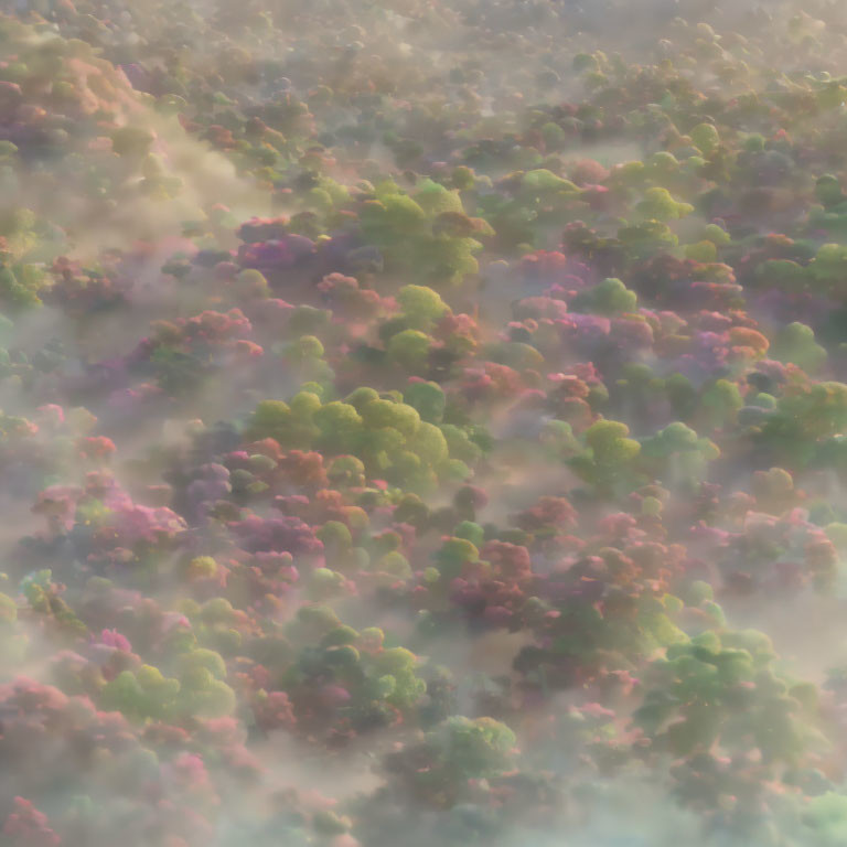 Multicolored cloud-like landscape in golden light