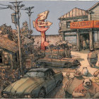 Rustic Scene with Vintage Instruments and Roses