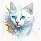 Vibrant Artistic Portrayal of a Cat's Head