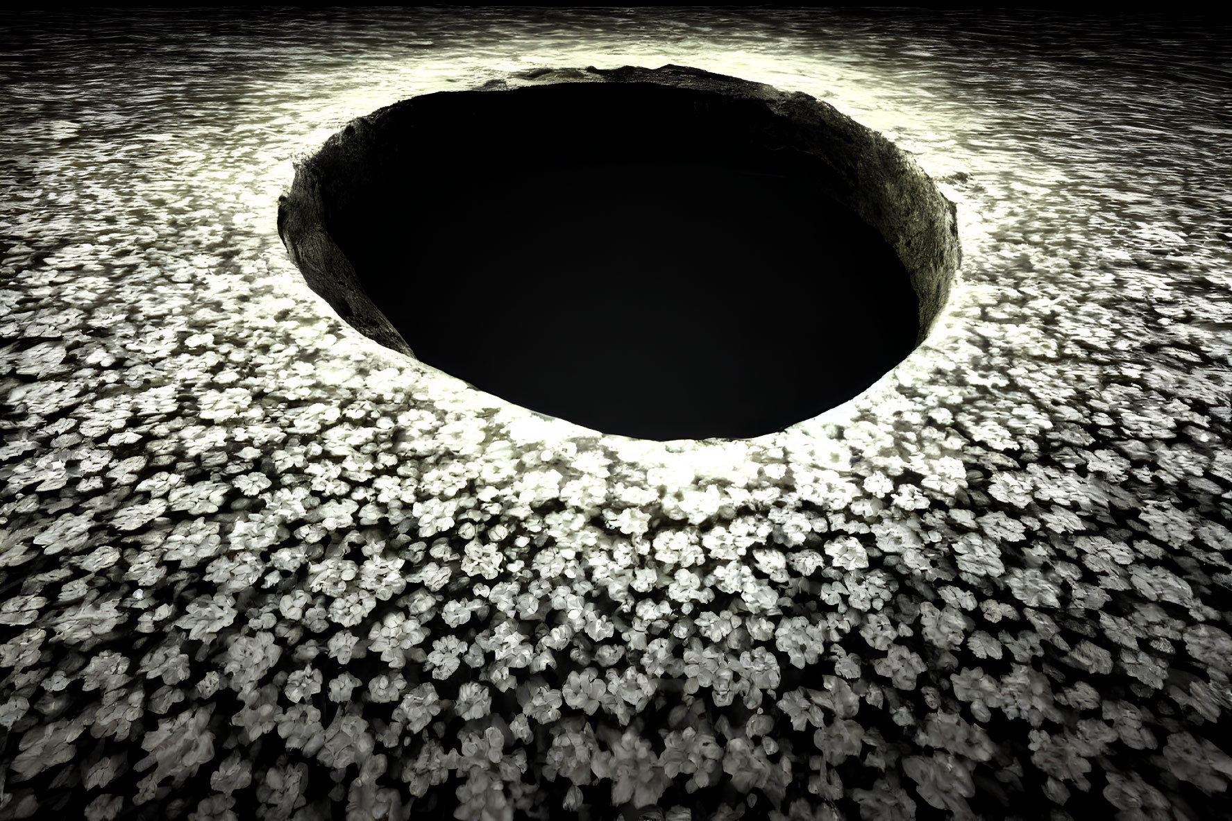 Contrasting Floral Ground with Ominous Dark Hole