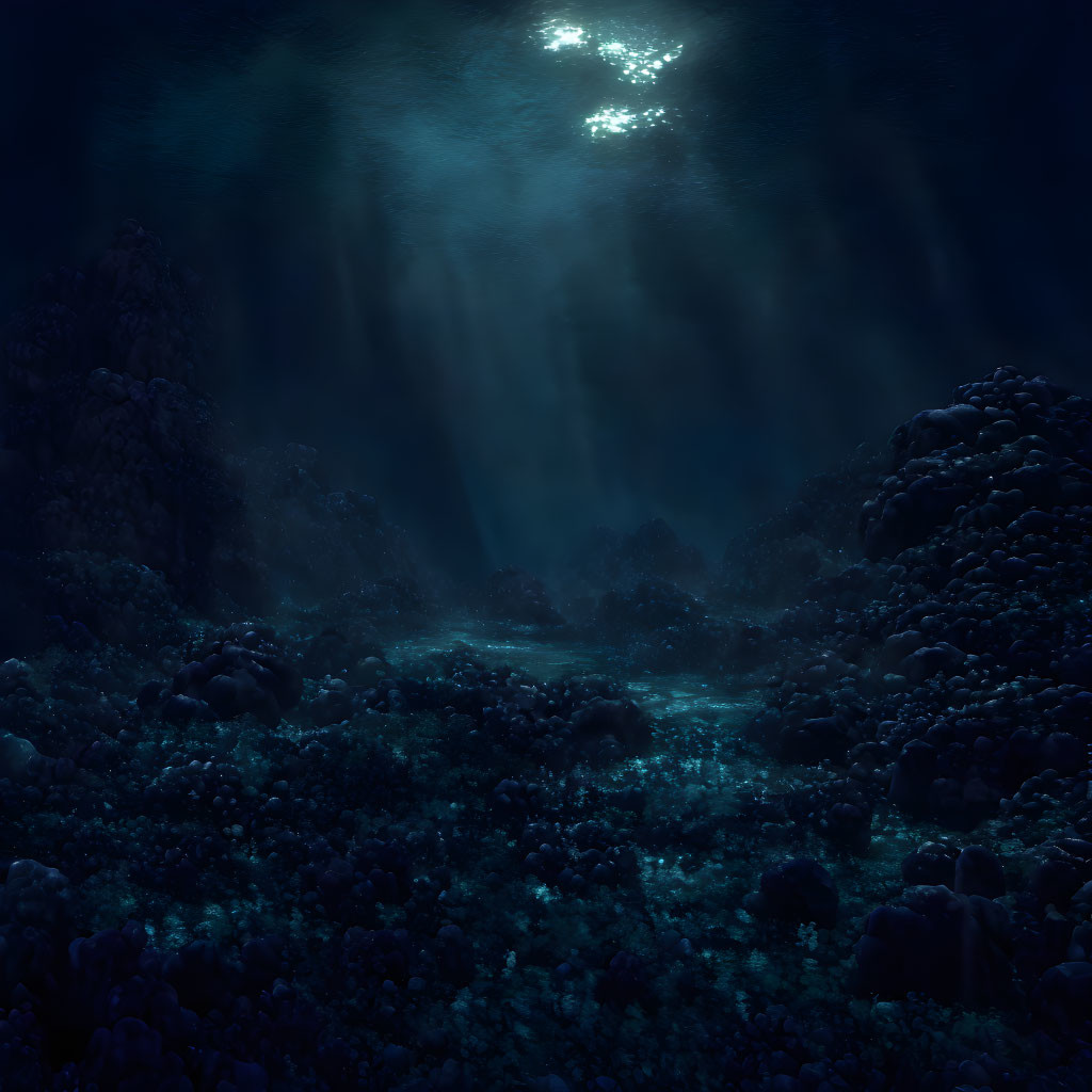 Underwater Landscape Illuminated by Sunlight