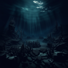 Underwater Landscape Illuminated by Sunlight